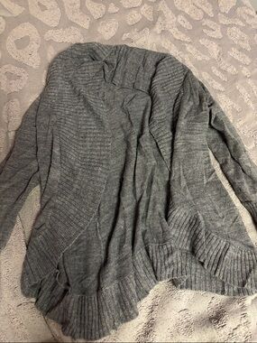 A. Byer Gray Open-Front Ribbed Cardigan